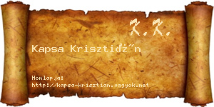 Kapsa Krisztián névjegykártya
